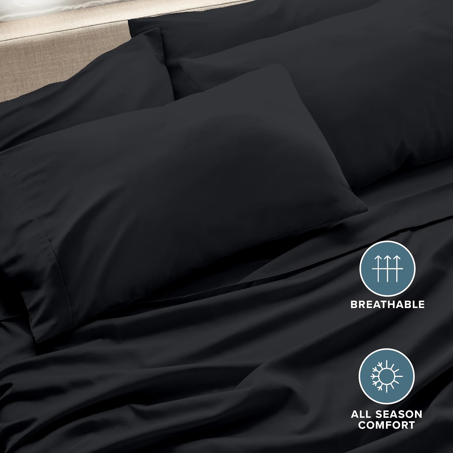 BareHome Bare Home 4 Pillowcases - 1800 Ultra-Soft Collection - Bulk Pack - Double Brushed - Hypoallergenic - Wrinkle Resistant - easy…