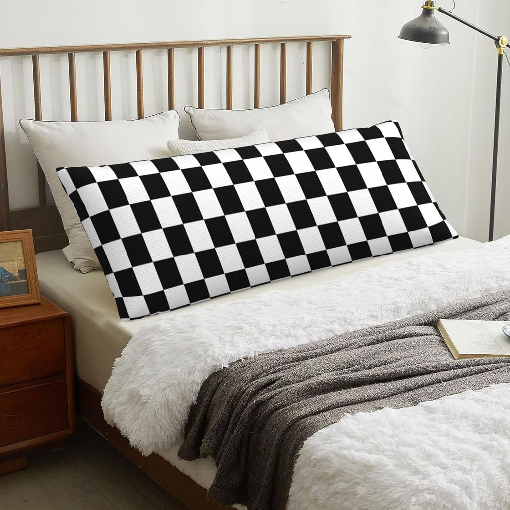 Sovvin Black and White Checkered Body Pillow Cover Checkerboard Print Long Pillow Case with Zipper Decorative Soft Cushion Bedding P…