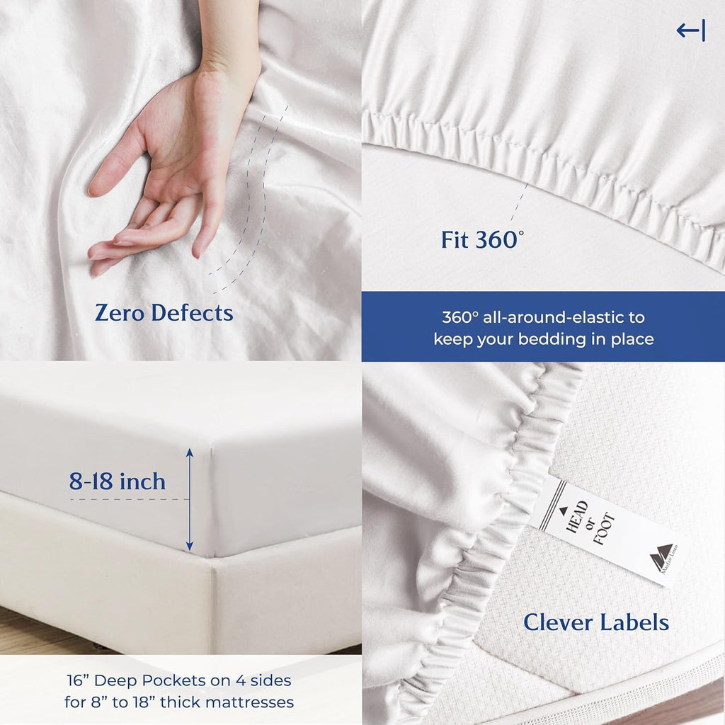 Mayfair Linen 100% Organic Cotton Percale Sheets Twin Size Pack or 2 - Soft & Crisp Organic Cotton Sheets Twin Size (6 PC, White), Dorm…
