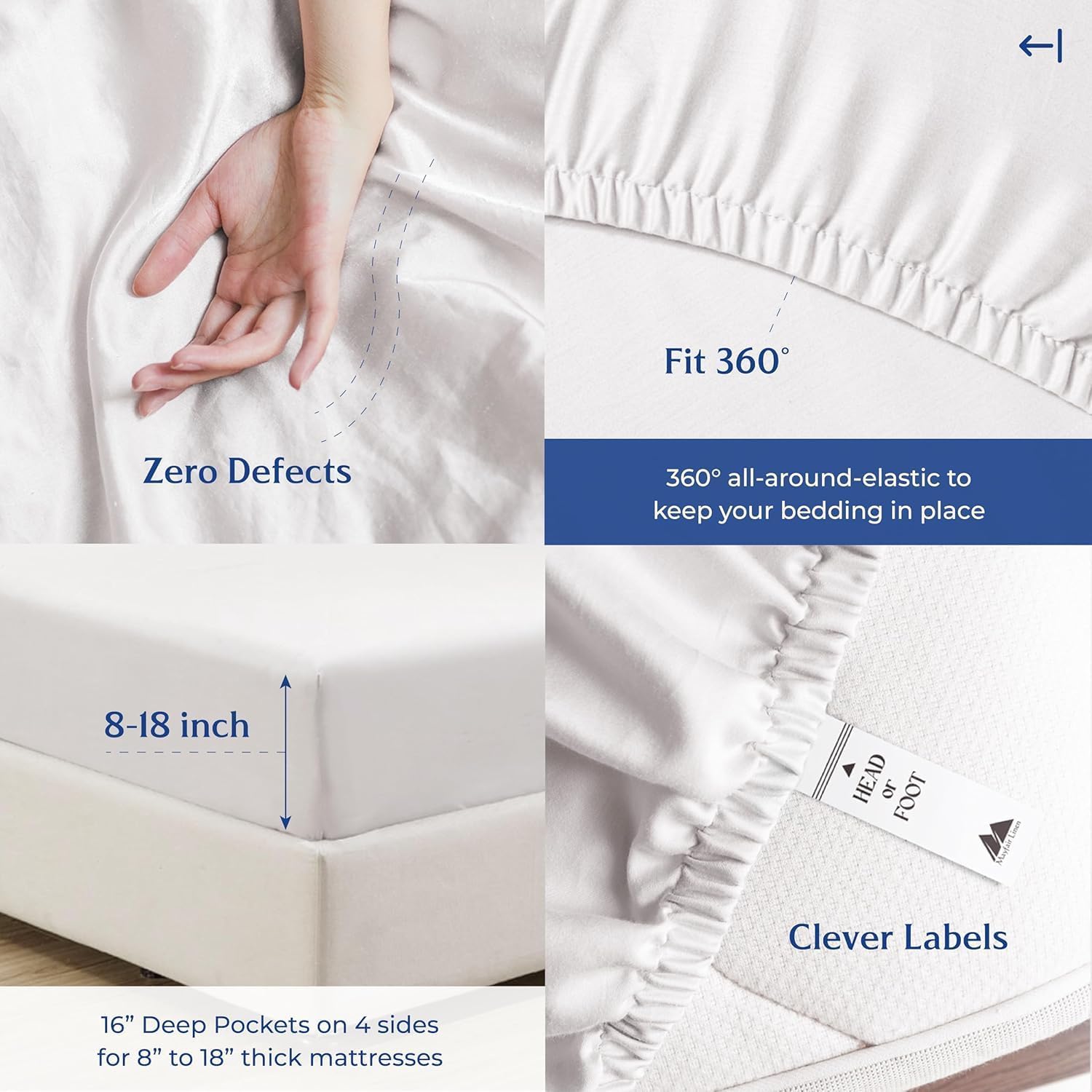 MayfairLinen Mayfair Linen 100% Organic Cotton Percale Sheets Queen Size Pack or 2 - Soft & Crisp Organic Cotton Sheets Queen Size (8 PC, W…