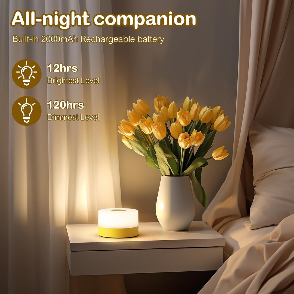 JUSHENG Night Light for Baby Nursery, USB Rechargeable Touch Lamp for Bedroom Nightstand with 3CCT & Dimming Function LED Battery…