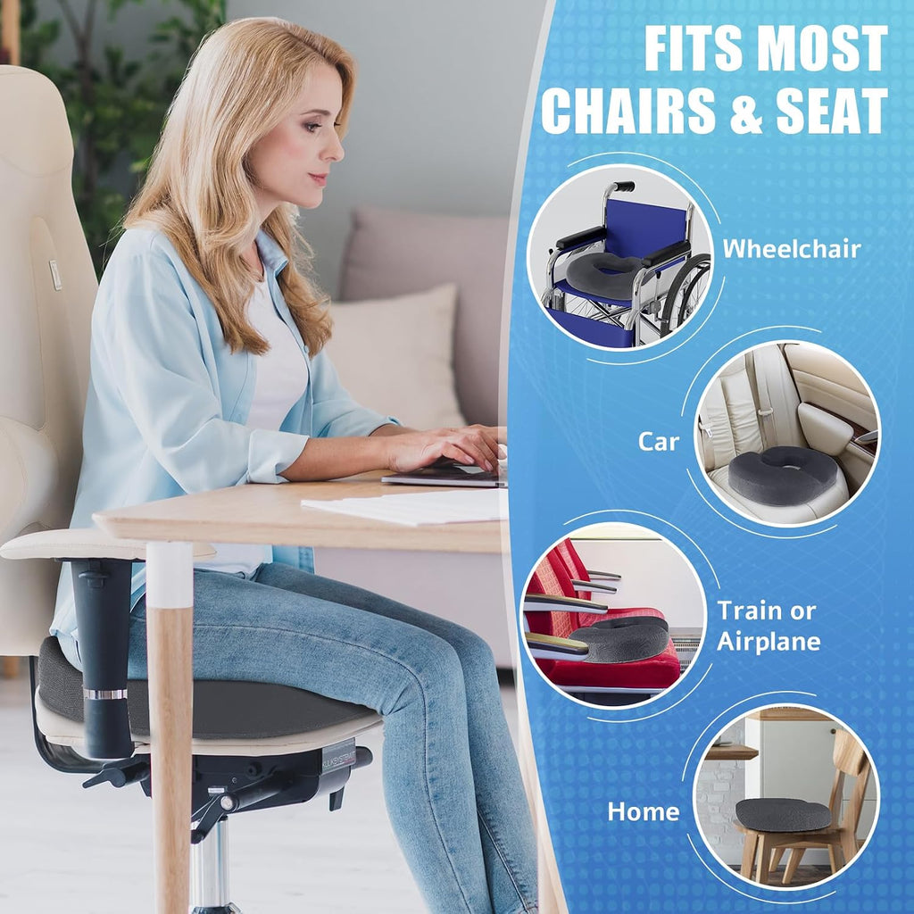 BlissTrends Donut Pillow Seat Cushion, Donut Chair Cushions for Postpartum Pregnancy & Hemorrhoids, Tailbone Cushion, Memory Foam Lifting C…