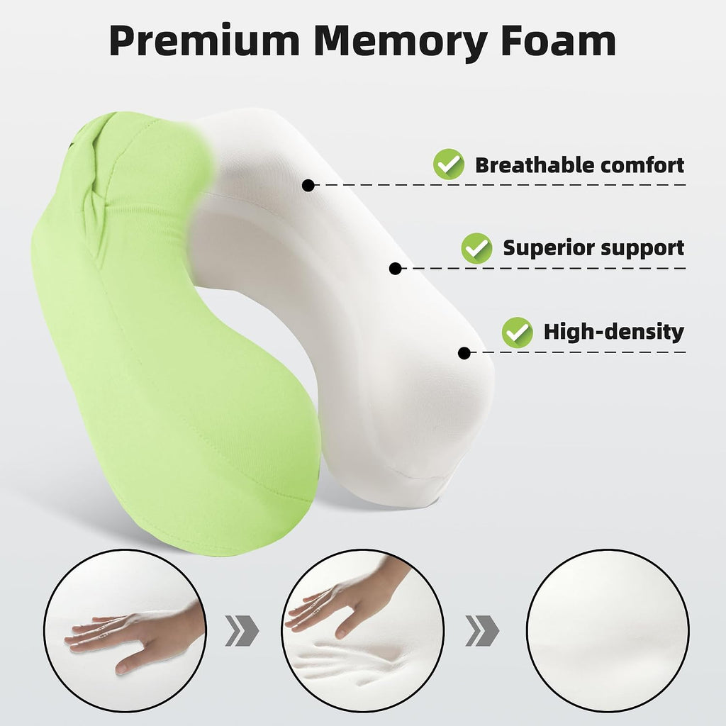 Privacy-Friendly Hooded Travel Pillow for Kids & Adults, Sensory-Friendly, Memory Foam Neck Support for Airplane, Car & Train, Breathable…