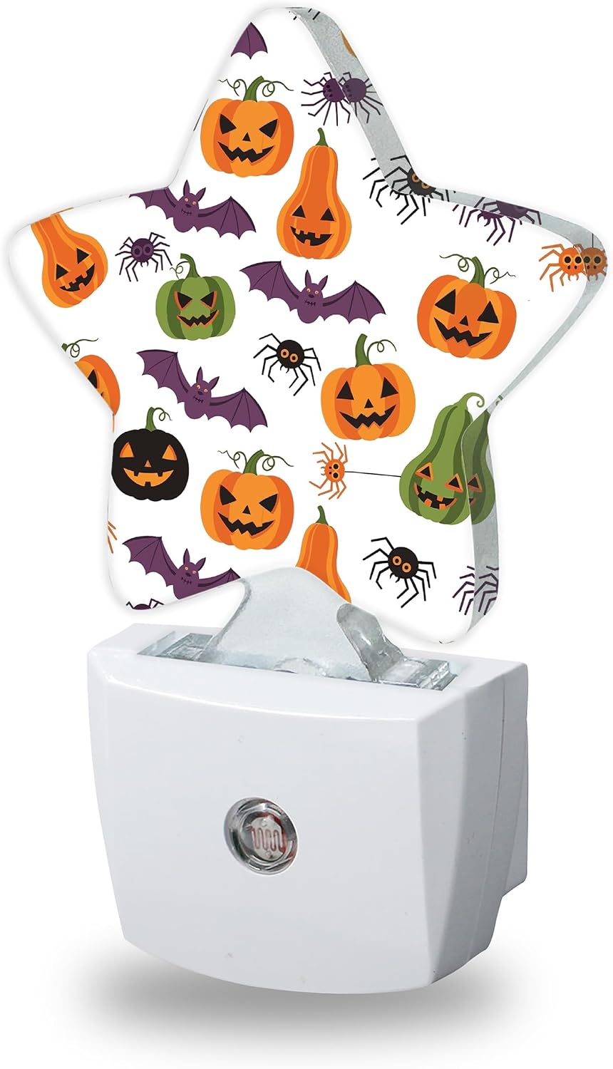 Energy Efficient Nightlights Plug In Wall, Halloween Pumpkin Night Light for Kids Bedroom Decorative, Purple Bat Spiders Dusk-To-Dawn…