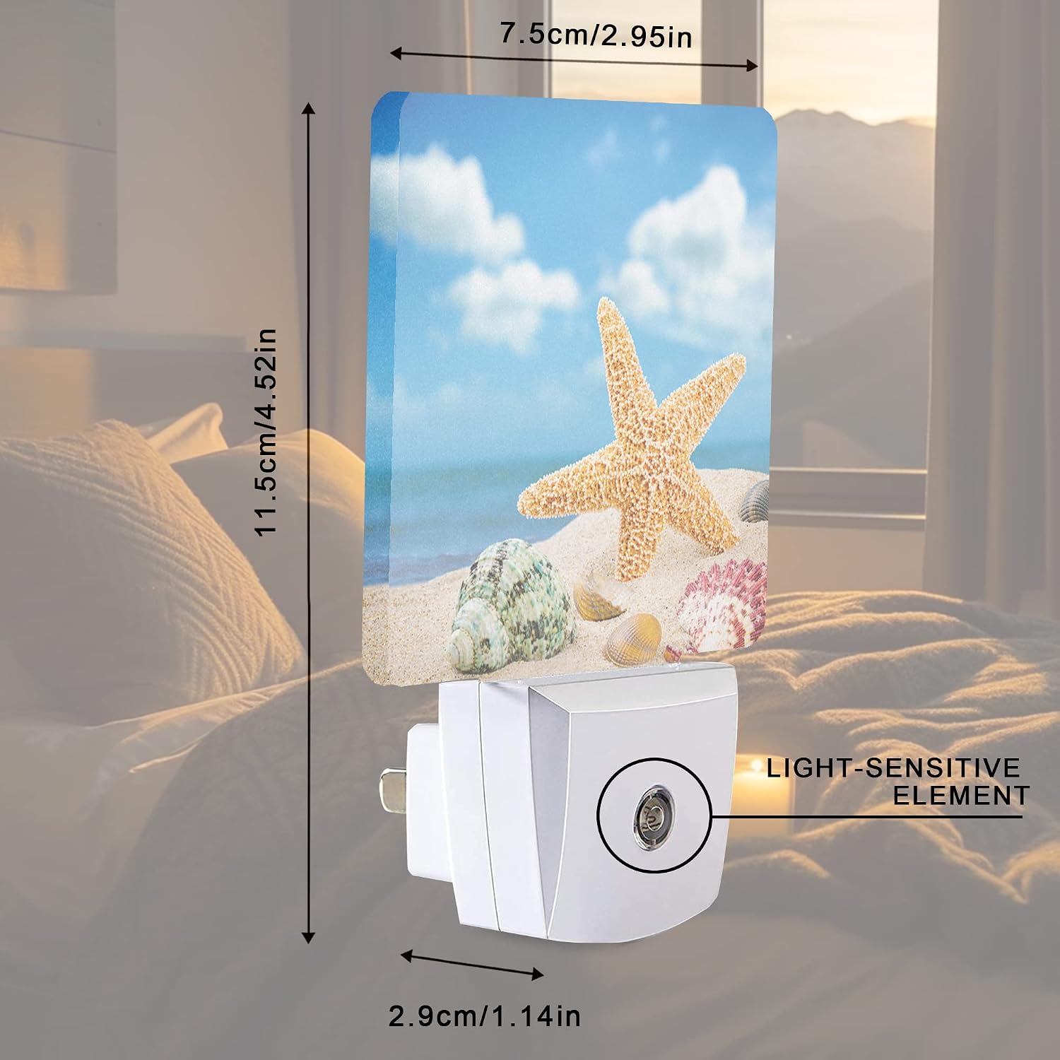 Seashells Starfishes Beach Night Light Plug-in LED Nightlights Auto Sensor Night Lamp Dusk-to-Dawn Lamp Home Decor for Nursery Children…