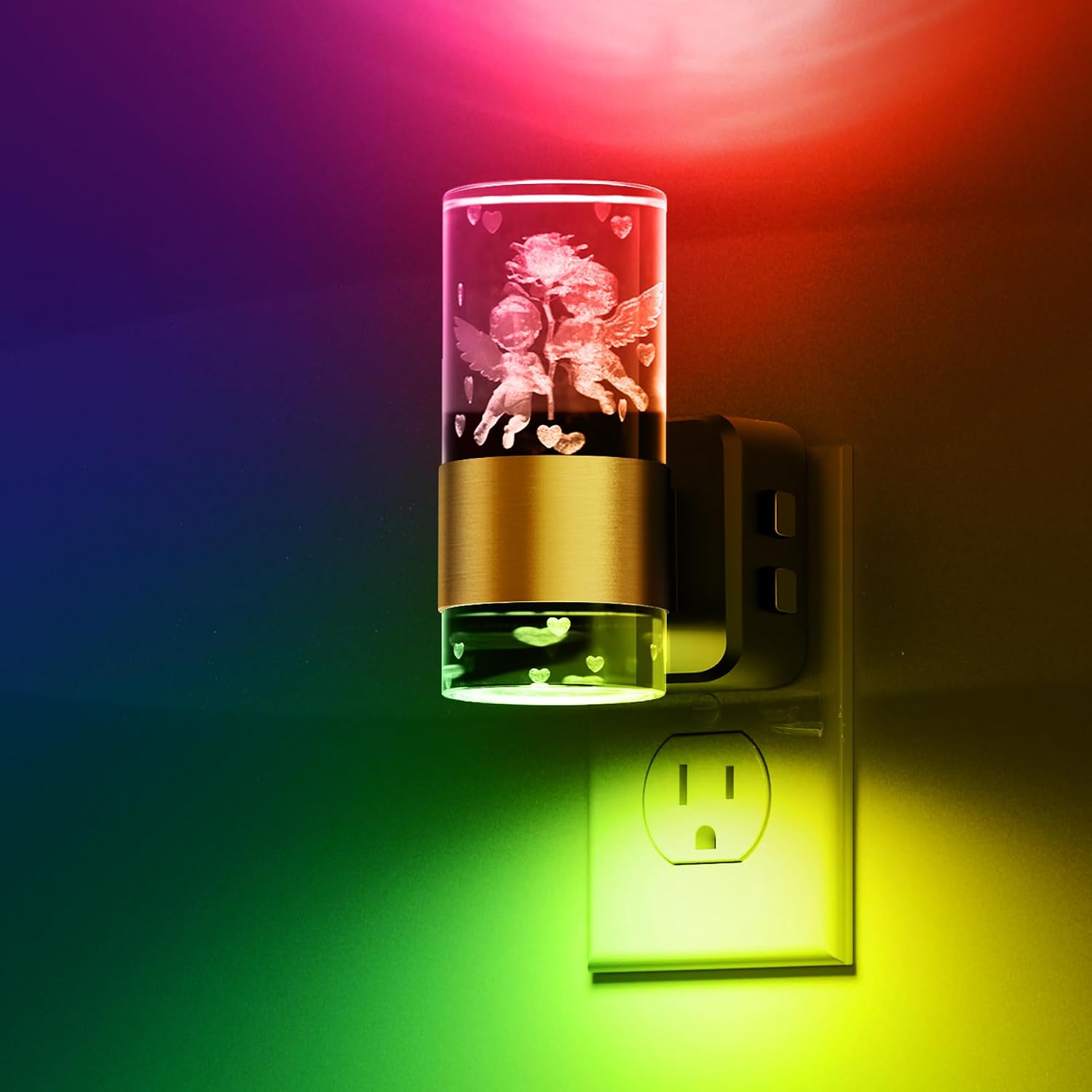 L LOHAS LED Night Lights Plug into Wall,[2-Pack] Dusk to Dawn Nightlight,9 Colors Changing, Adjustable Brightness, Acrylic Decorative Night…