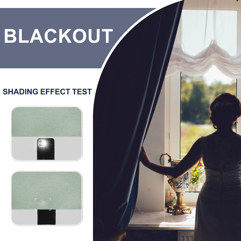 Jiuzhen Blackout Curtains for Bedroom– Thermal Insulated, Noise Reducing Room Darkening Rod Pocket Curtains for Living Room, Set of 2 Panels…
