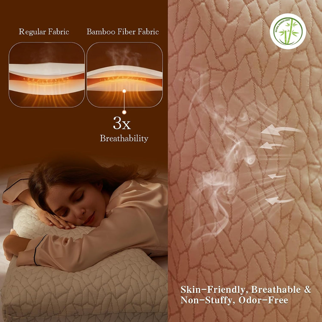 Memory Foam Pillows for Sleeping Adjustable Breathable Bed Pillow for Side, Back, and Stomach Sleepers Washable Pillow Cover Stardust…