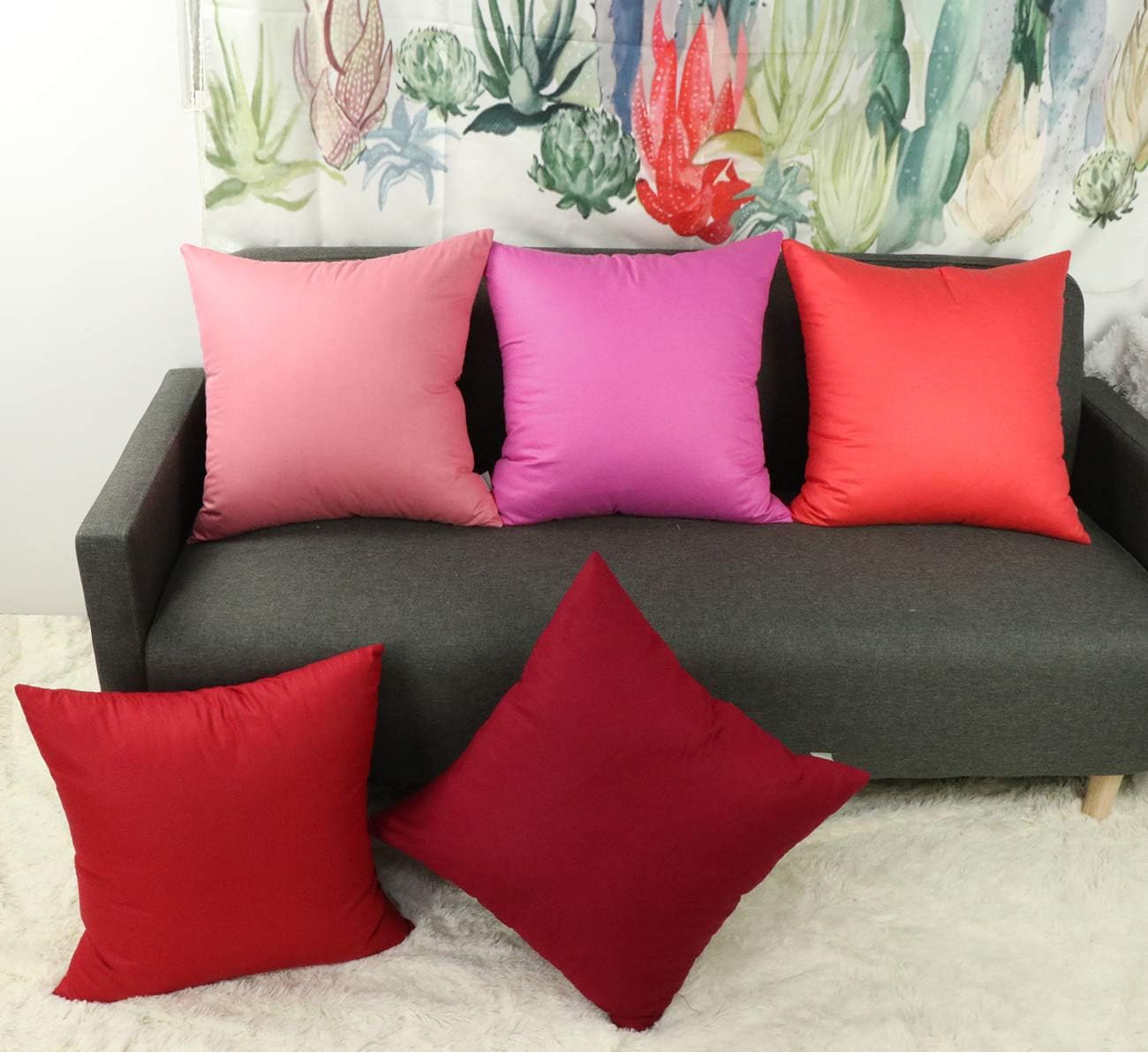 Thmyo 4-Pack 100% Cotton Comfortable Solid Decorative Throw Pillow Case, Square Cushion Cover Pillowcase Sublimation Blank Pillow Covers DI…
