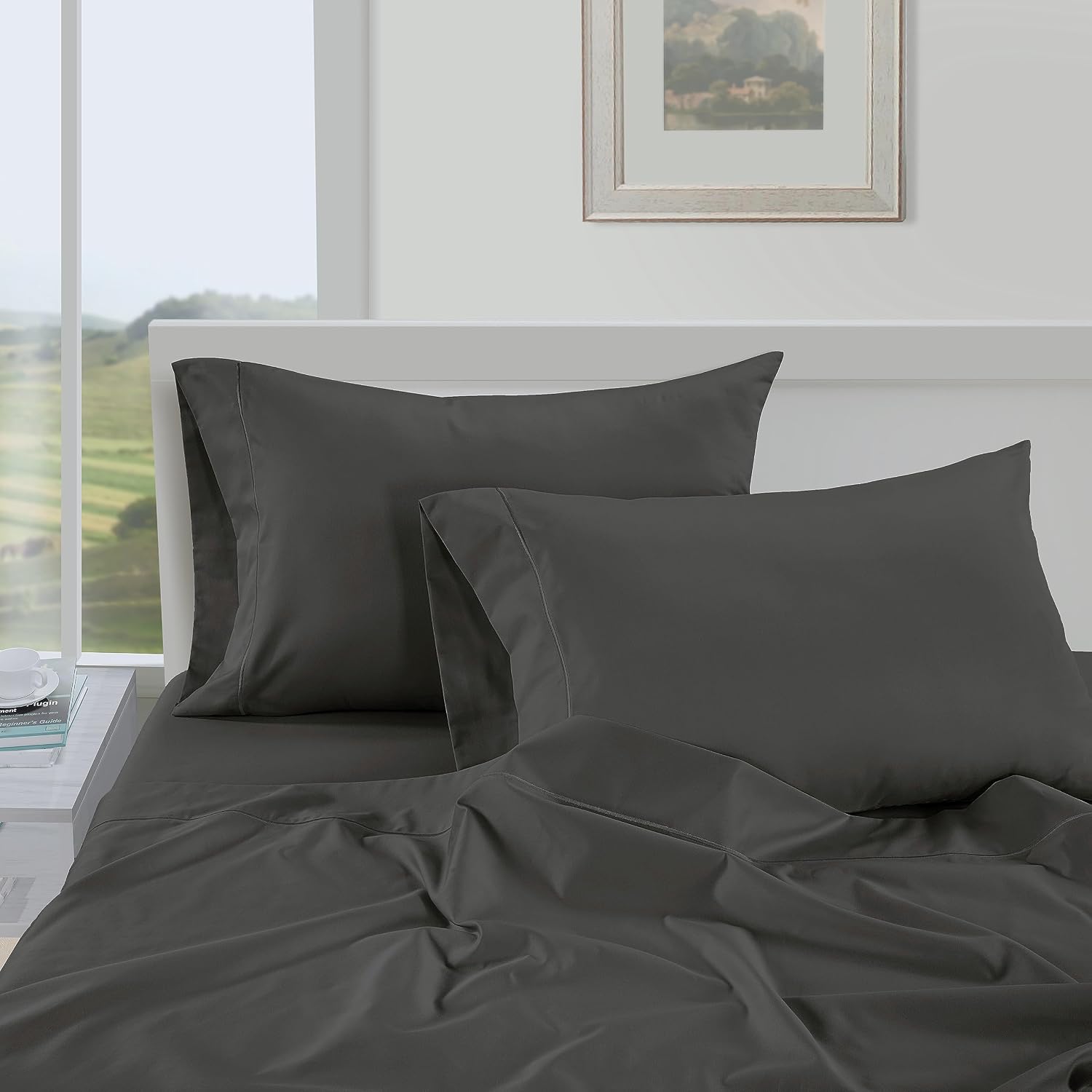 LaneLinen Lane Linen 100% Cotton Pillowcases Standard Set of 2, Cooling Pillowcases, Fits Standard & Queen Pillows, Luxury 450 Thread Count…