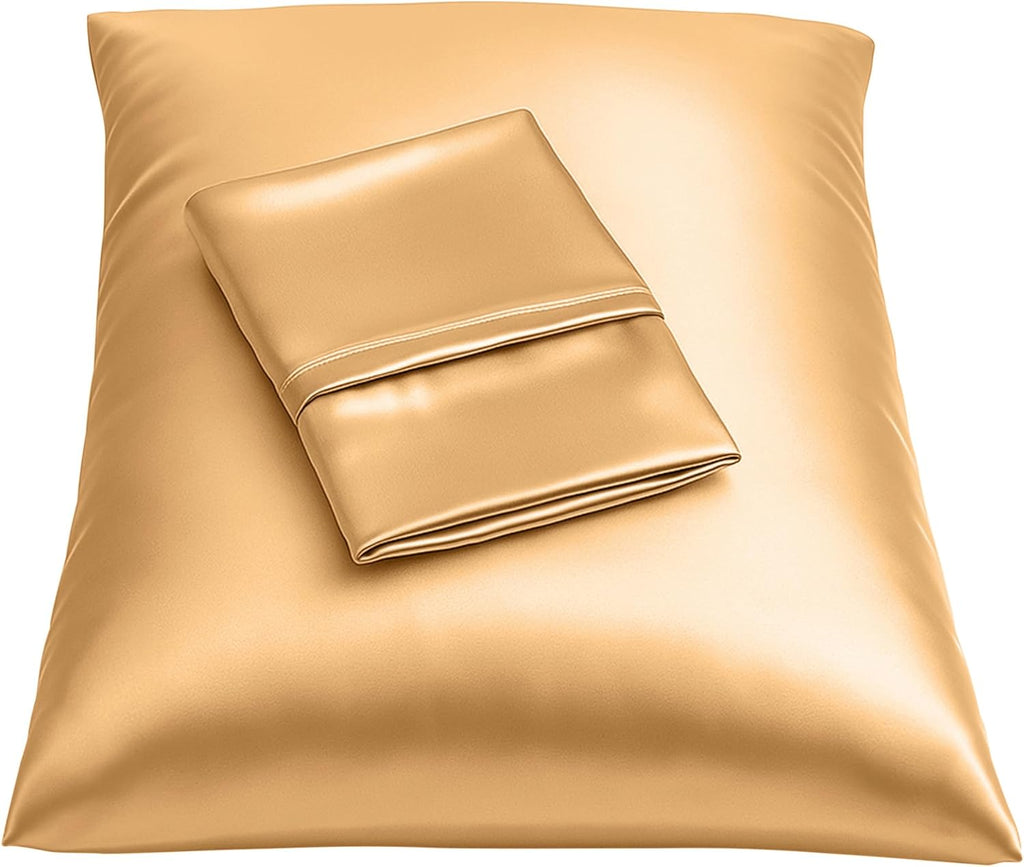 Blissford Satin Pillowcase with Zipper, for Hair and fabric comfort, Feels Soft and Cool Like a Silk Pillowcase, Gold Satin Pillow Cases…