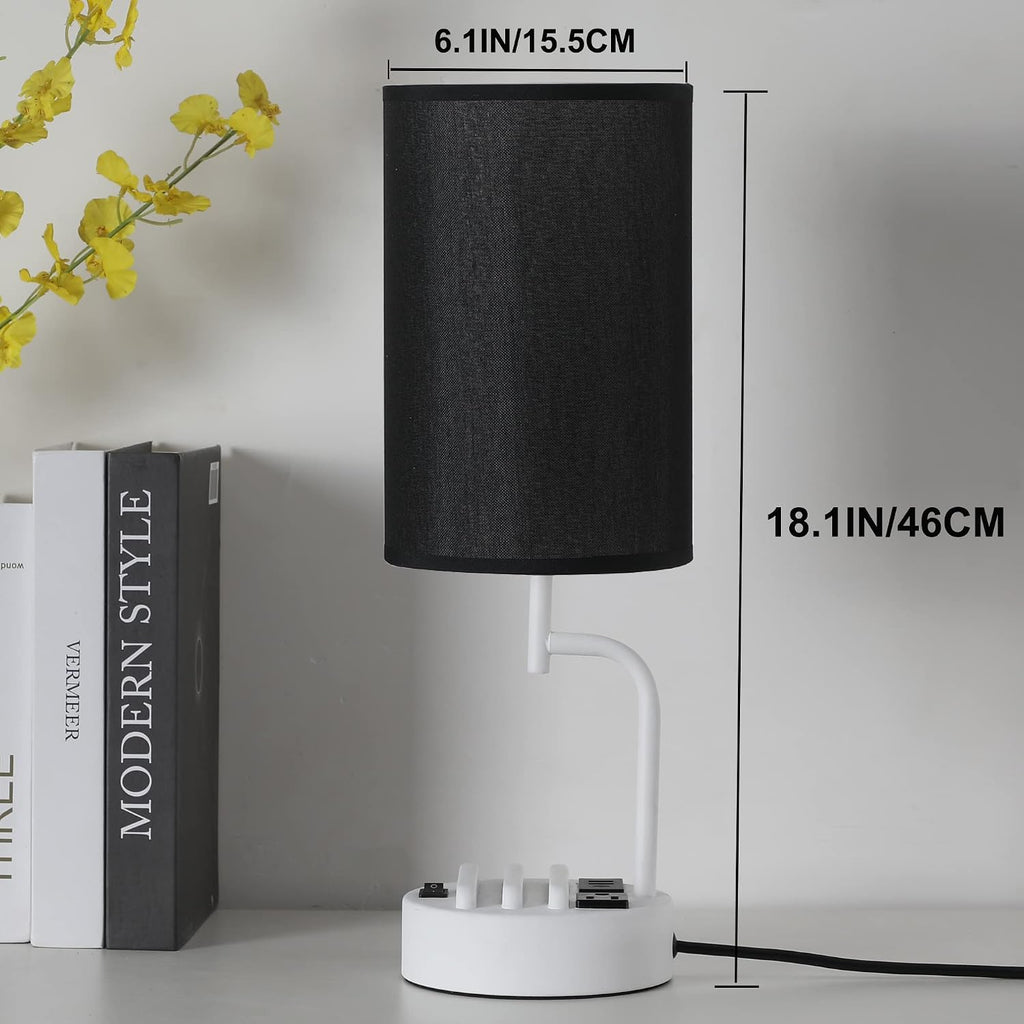Dreamholder Table Lamp with 3 USB Charging Ports, Modern Desk Lamp with AC Outlet and Phone Stands, Perfect Bedside Lamp for Bedroom…