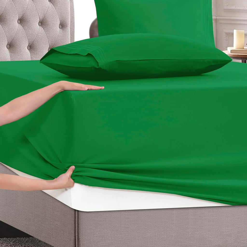 MocassiLuxuryBedding Mocassi Twin Size 4-Piece Bed Sheet Set - 1800 Hotel Quality Microfiber 18-24 Inches Extra Deep Pocket Fitted Sheet- L…
