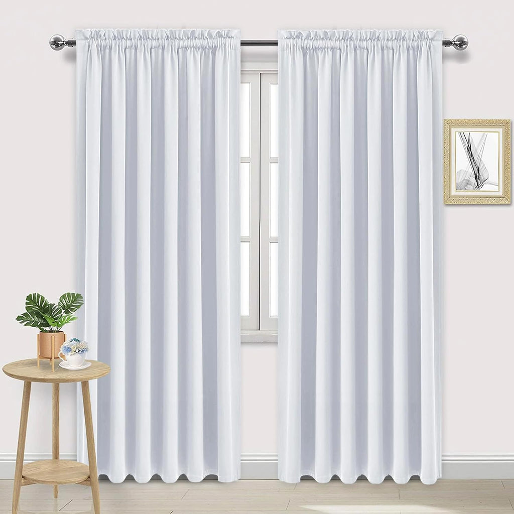 DWCN White Room Darkening Curtains for Bedroom, 60 x 84 inches Long - Energy Saving Privacy Window Drapes, Set of 2 Rod Pocket Curtain…