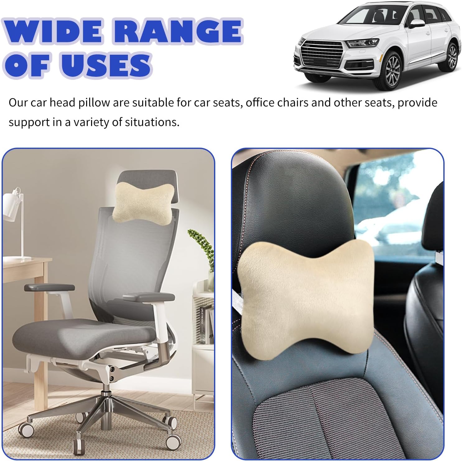 2PCS Car Headrest Pillow, Soft & Comfortable Car Neck Pillow for Driving Fatigue Relieve, All-Season Universal Cars Head Rest Pillows…