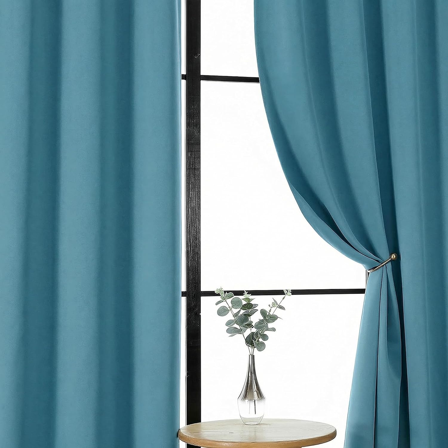 Gwine Turquoise Blackout Curtains for Bedroom 63 Inches Long - Thermal Insulated Noise Reducing Window Curtain Panels, Solid Room…