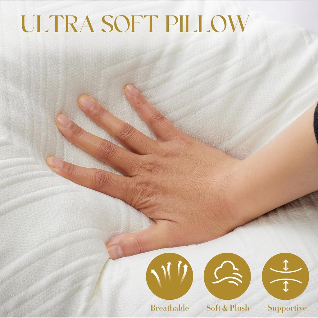 Yagamo Adjustable Pillow, Queen Size Bed Pillow for Sleeping, Shredded Memory Foam Pillows - Medium Firm and Supportive Back, Stomac…