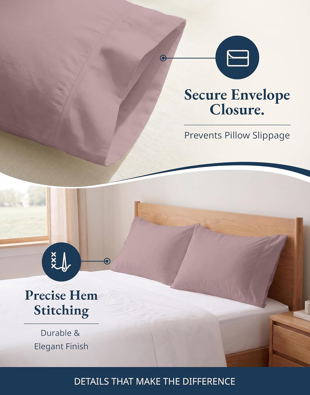LaneLinen Lane Linen 100% Organic Cotton King Size Pillow Cases Set of 2 (20"x36") - Certified Organic Cotton Pillowcases - King Pillow Cas…