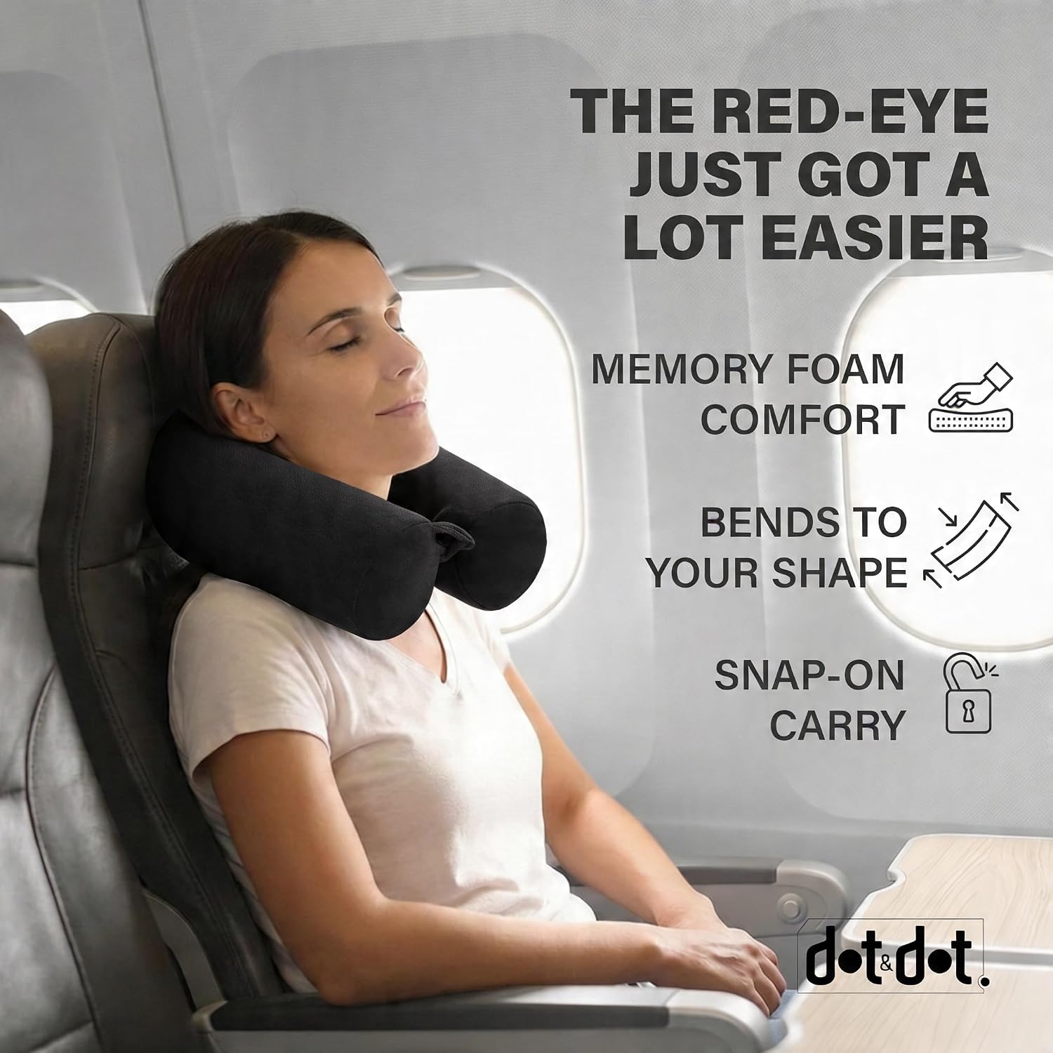 Dot&Dot Twist Memory Foam Travel Pillow for Airplanes - Travel Neck Pillow for Sleeping - Airplane Pillow for Neck Support, Chin, Lu…