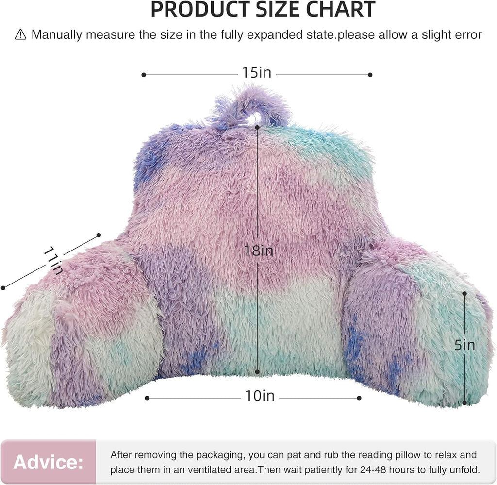 Aimuan Reading Pillow Bed Rest Pillow Plush Shaggy with Arms Cushion for Adults Teens Incline Rest Sitting up & Sleeping Snoring Pillow…