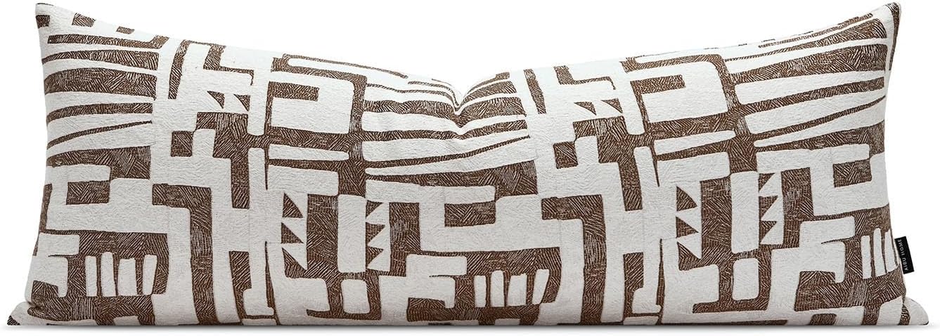 Aibuhome Long Lumbar Pillow Cushion Cover 14x36, Double Sided Modern Geometric High-Density Jacquard Polyester Pillow Cover for Sofa, Bed,…