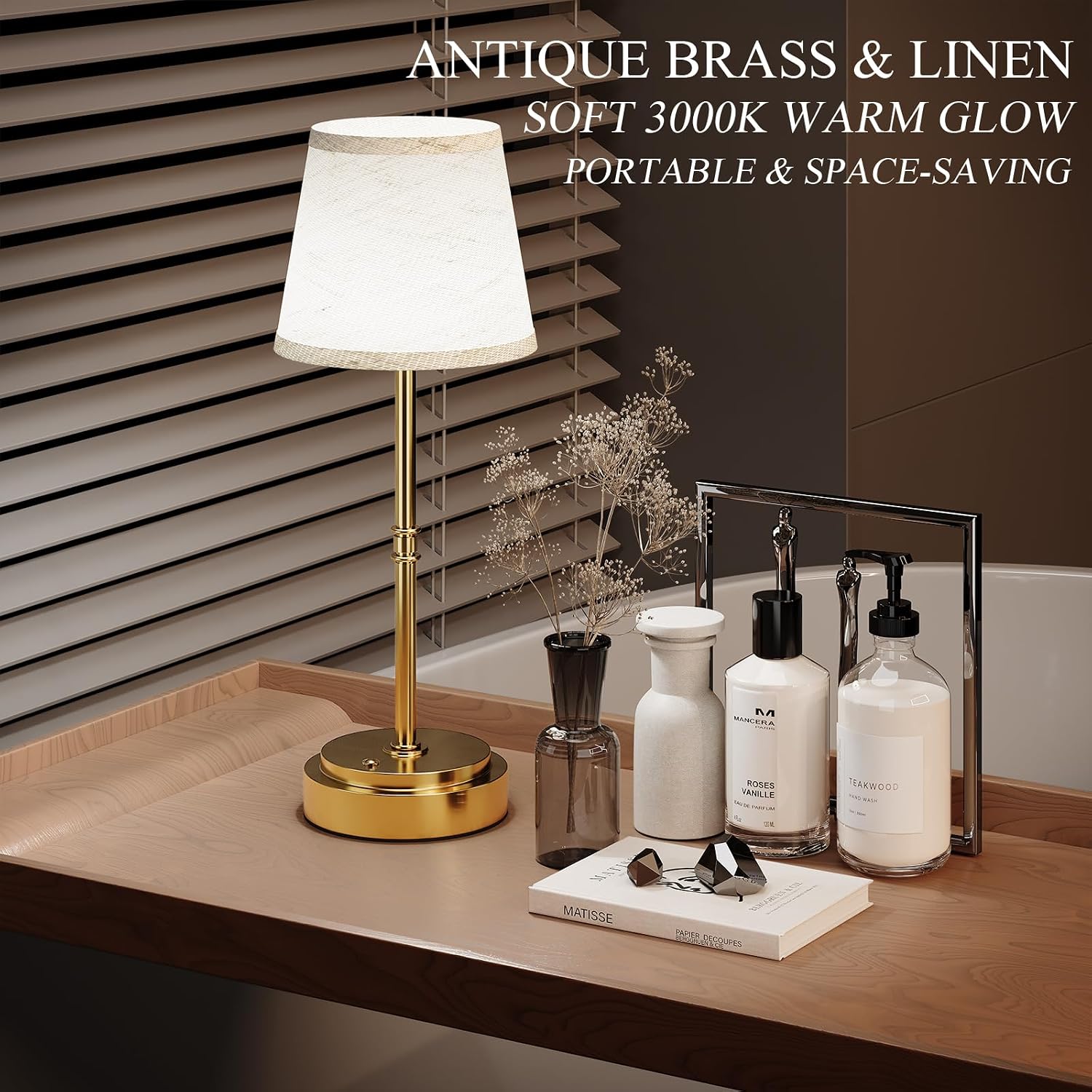 Cordless Table Lamp Rechargeable - Portable LED Desk Lamp for Dining Room, Bedroom, Patio - 2-in-1 Adjustable Height (16"/11") Touch Light…