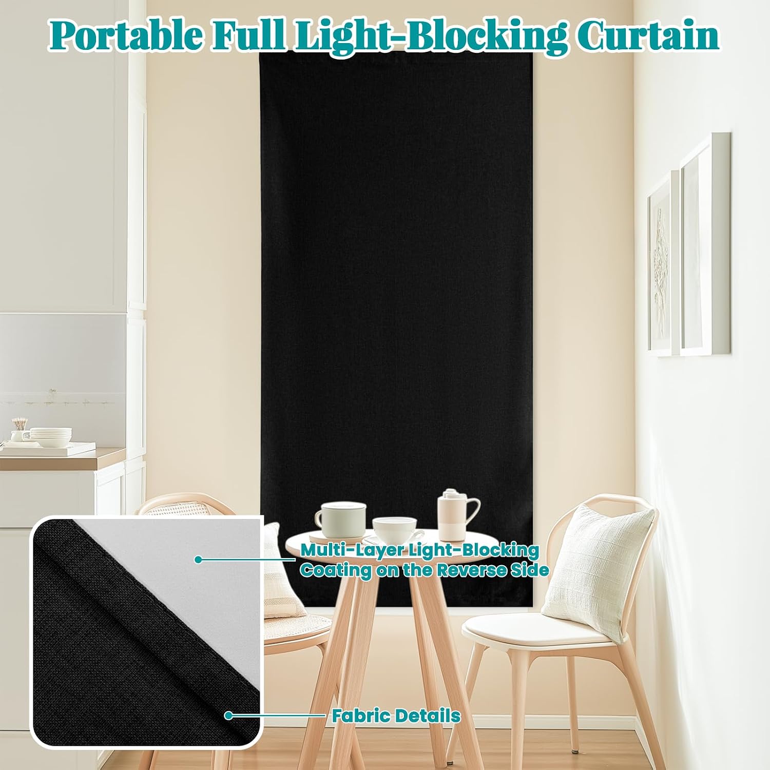 100% Blackout Self Adhesive Curtains Portable Blackout Curtain Simple and Easy to install Bedroom Window Thermal Lnsulated Kitchen Room…