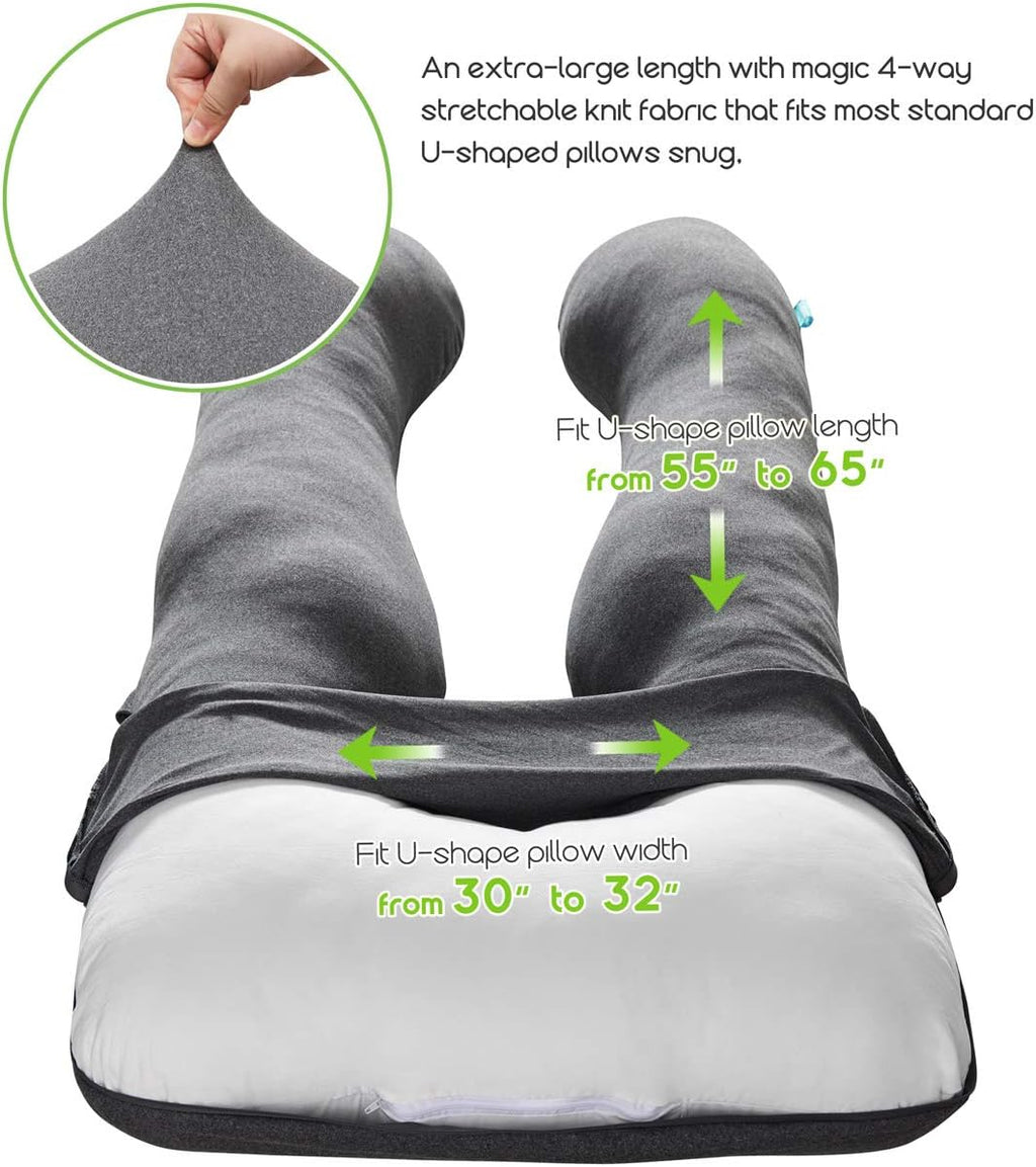 COSMOPLUS Pregnancy Pillow Cover U Shaped Full Body Pillow Case Cover for Maternity, Stretchy Cool Breathable Jersey Fabric, Provides…
