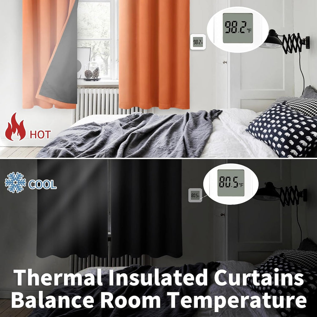 BGment Thermal Insulated 100% Blackout Curtains 63 Inch Length 2 Panels, Total Light Blocking Curtains for Bedroom, Grommet Window Drapes w…