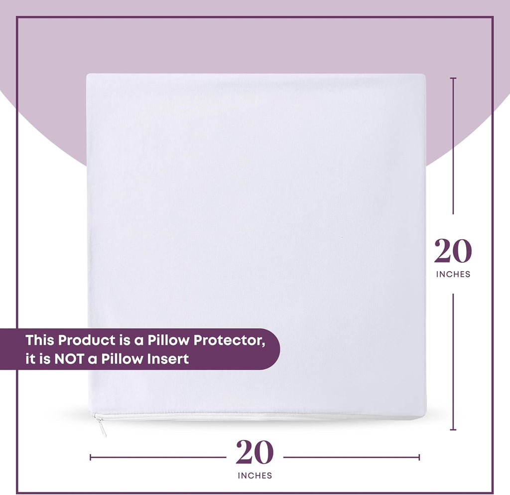 CIRCLESHOME Throw Pillow Protectors - 100% Cotton Breathable Pillowcases - 20 X 20 Square Pillowcases - Protects Pillows from Dirt, Dust…