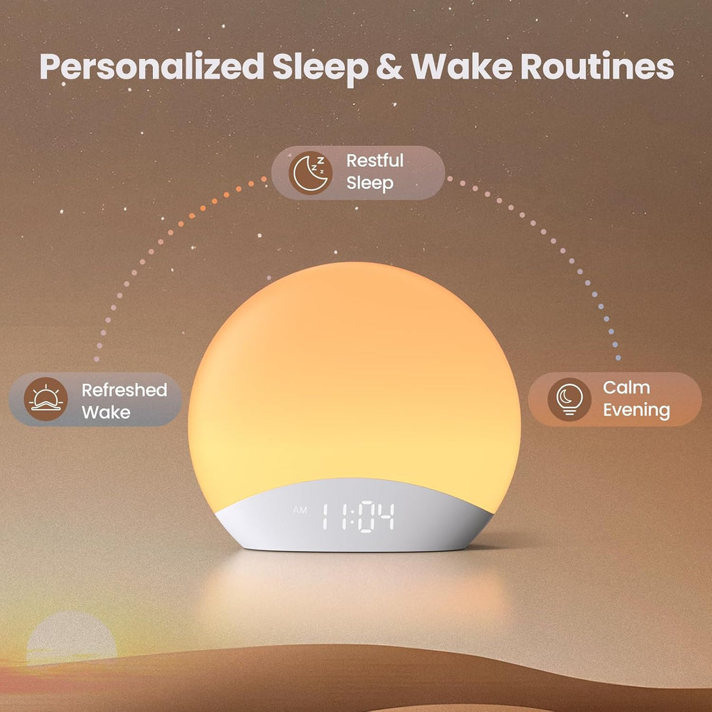 REACHER R7APP Smart Sunrise Alarm Clock with App Control, Custom Wake & Sleep Routines - Multi Sunrise Color, White Noise Sound Machine…