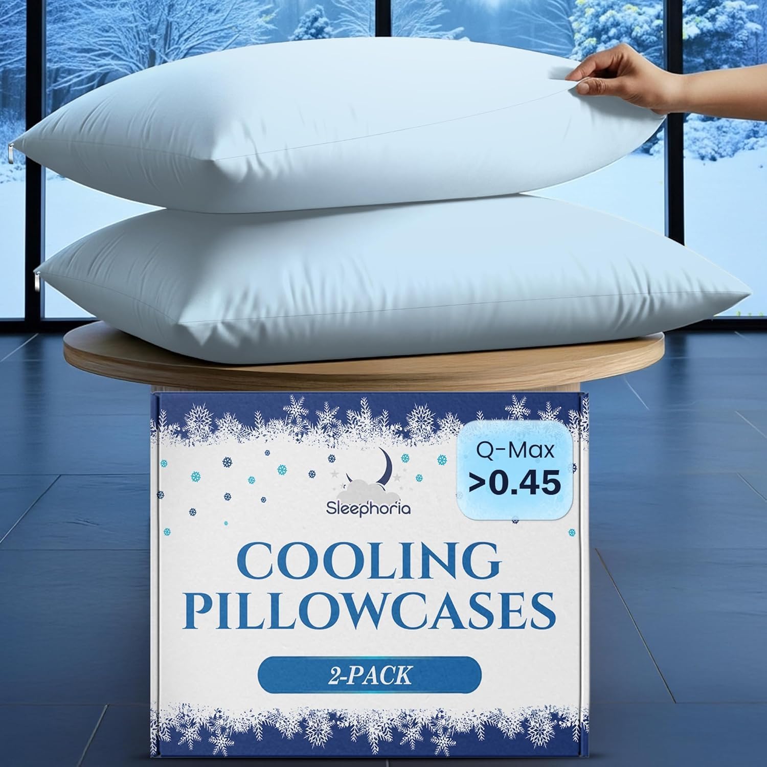 SLEEPHORIA Cooling Pillow Cases - BreezeWeave Queen Size Set of 2 Pillowcases for Hot Sleepers & Cool, Deep Rest - Cloud Soft, Silky…
