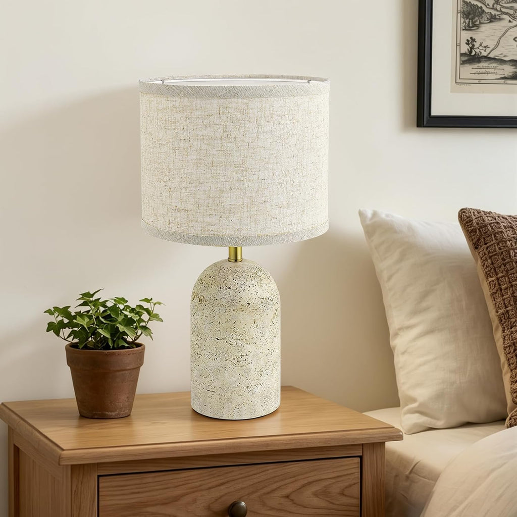GyroVu Table Lamps Set of 2, Stone-Like Resin Bedside Lamps for Living Room Bedroom, 18" Modern End Table Desk Lamp for Nightstand…
