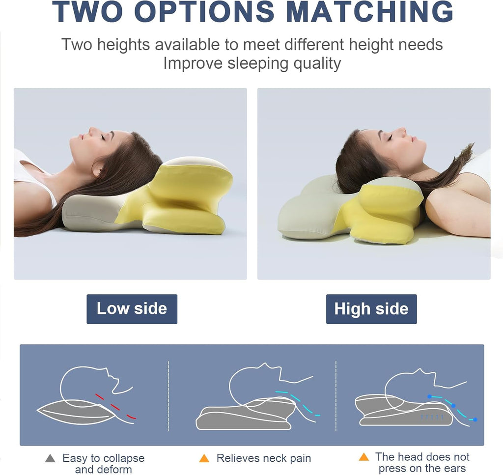 MocaDng Memory Foam Cervical Pillow for Neck Ergonomic Pillow High Loft Heavy Density Memory Foam Pillows for Side Sleepers Broad Shoulders…