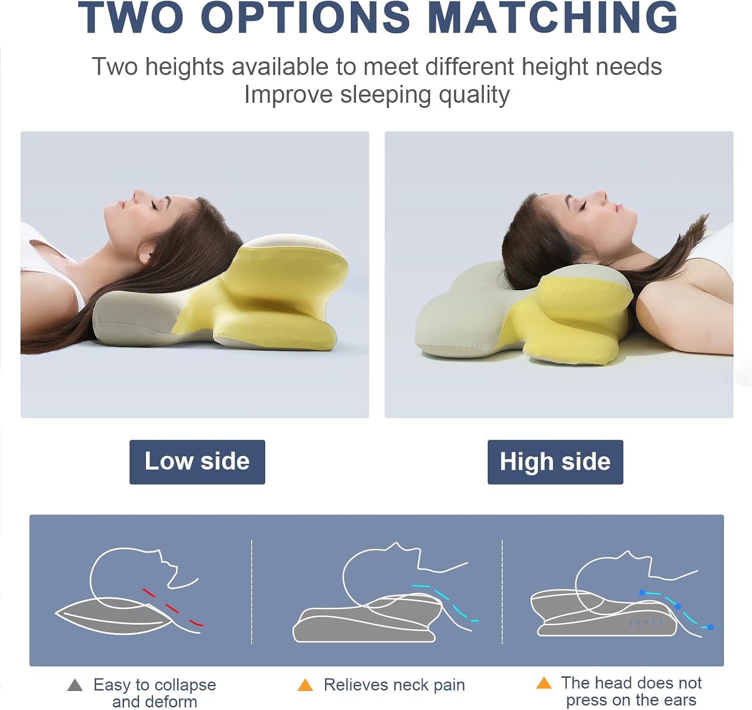MocaDng Memory Foam Cervical Pillow for Neck Ergonomic Pillow High Loft Heavy Density Memory Foam Pillows for Side Sleepers Broad Shoulders…