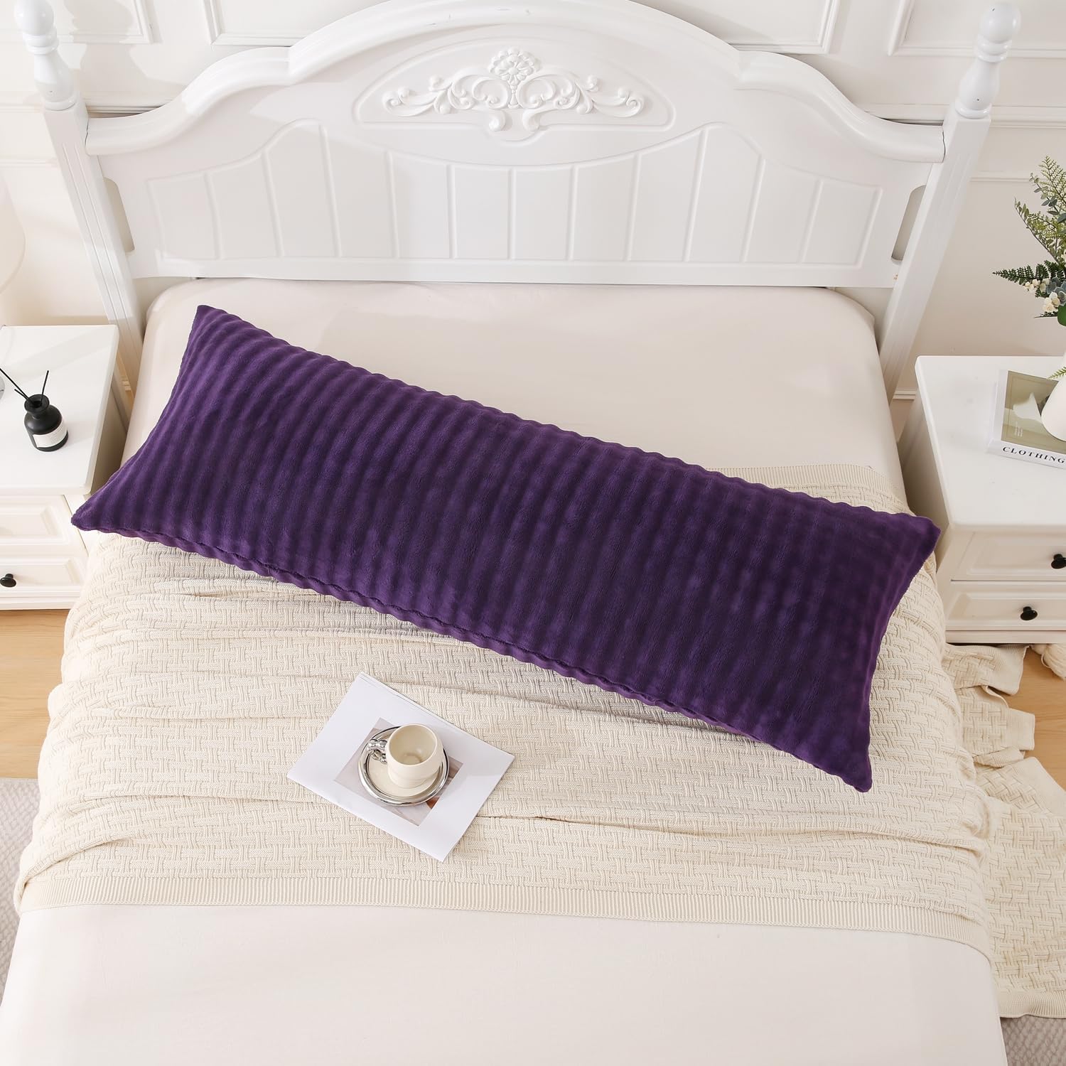 Sochow Decorative Body Pillow Cover 20x54 Inches, Super Soft and Cozy Bubble Textured Fleece Long Body Pillowcase with Zipper Closure,1 Pac…
