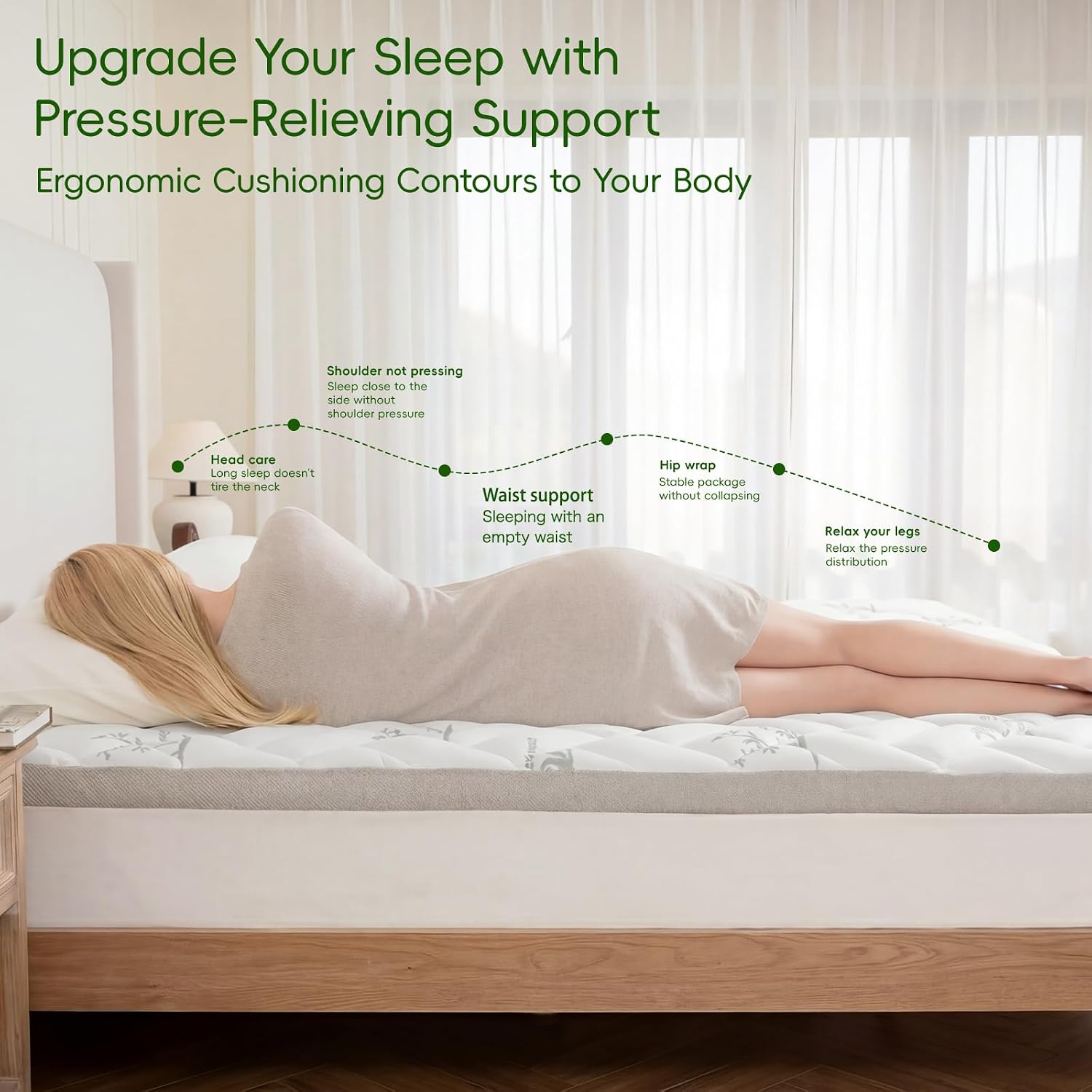 NEWDECO NEWDECO Twin Size Mattress Topper Cooling Viscose Made from Bamboo Thick Support Pillow Top Mattress Pad for Back Soft Breat…