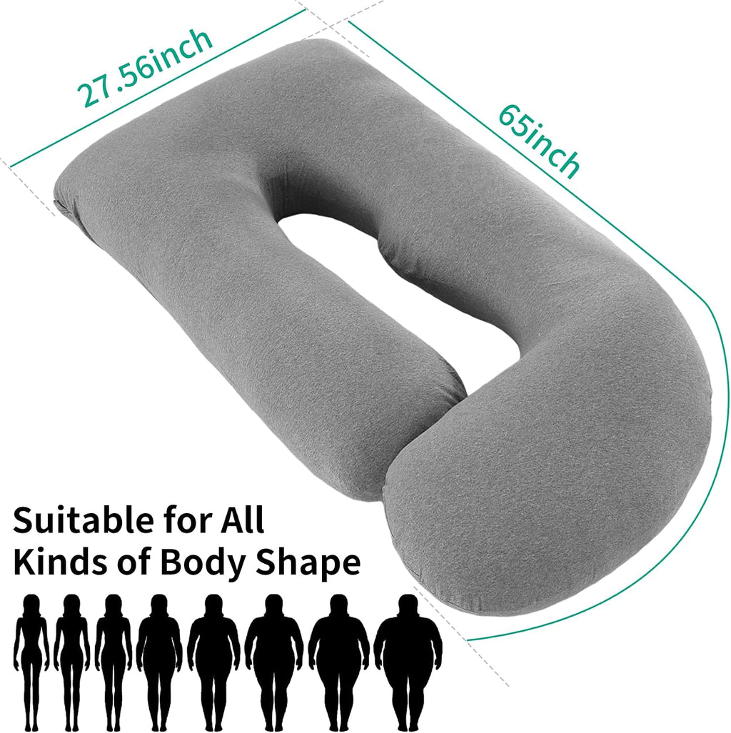 U-Shaped Pregnancy Pillow for Sleeping, Full Body Support for Back, HIPS & Belly -65 Inch Maternity Pillow with Machine Washable Cover |…
