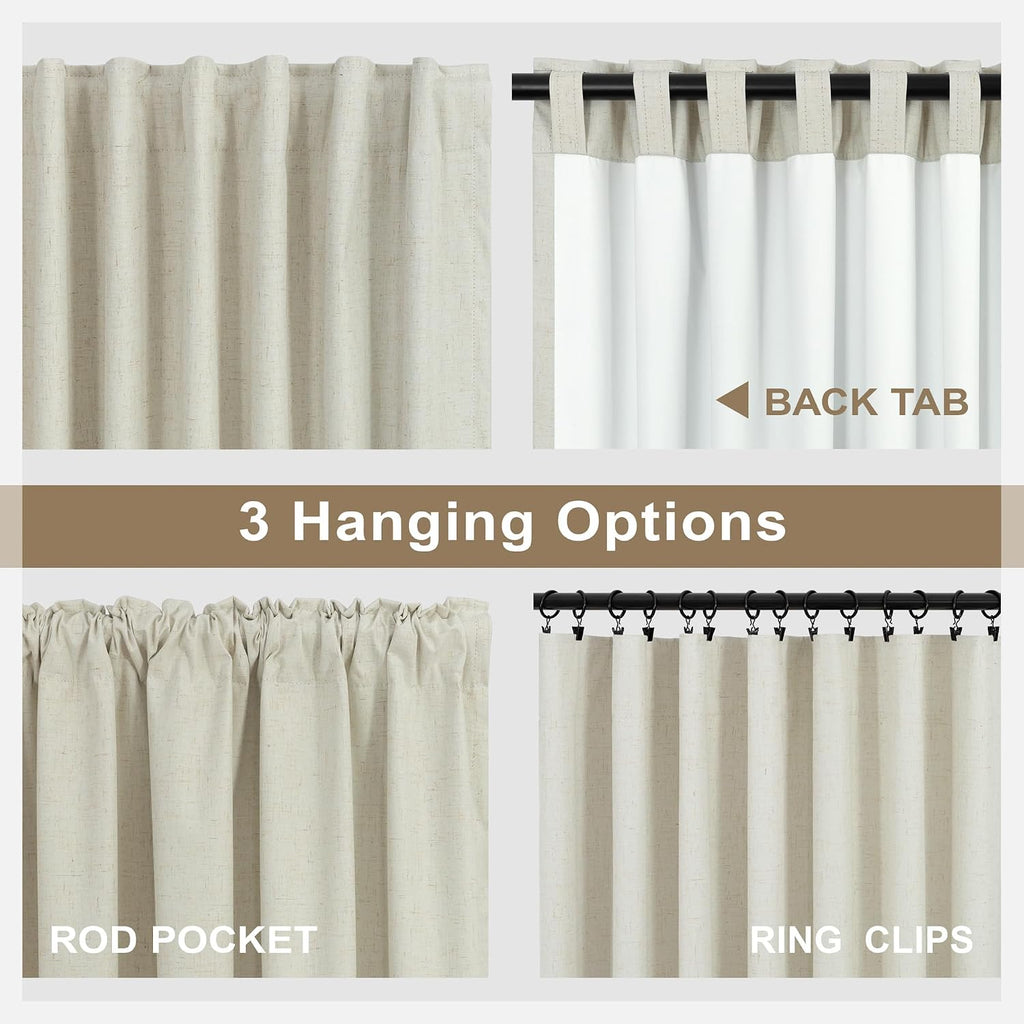 Dancurton 95 Inch Curtains 2 Panels Set UV/Heat Blocking for Summer Modern Farmhouse Beige Curtains for Living Room Darkening Curtain for S…