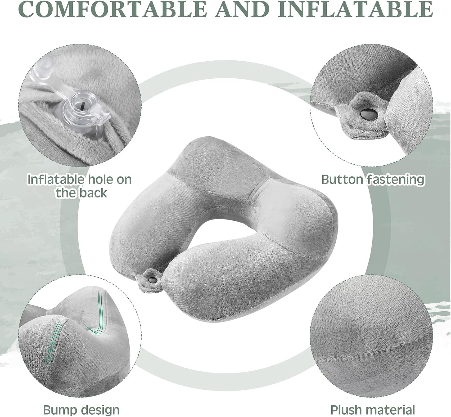 Sintuff 4 Sets Inflatable Travel Pillows for Airplanes with Compact Bag and Blindfold Velvet Inflatable Neck Pillow for Traveling Head…