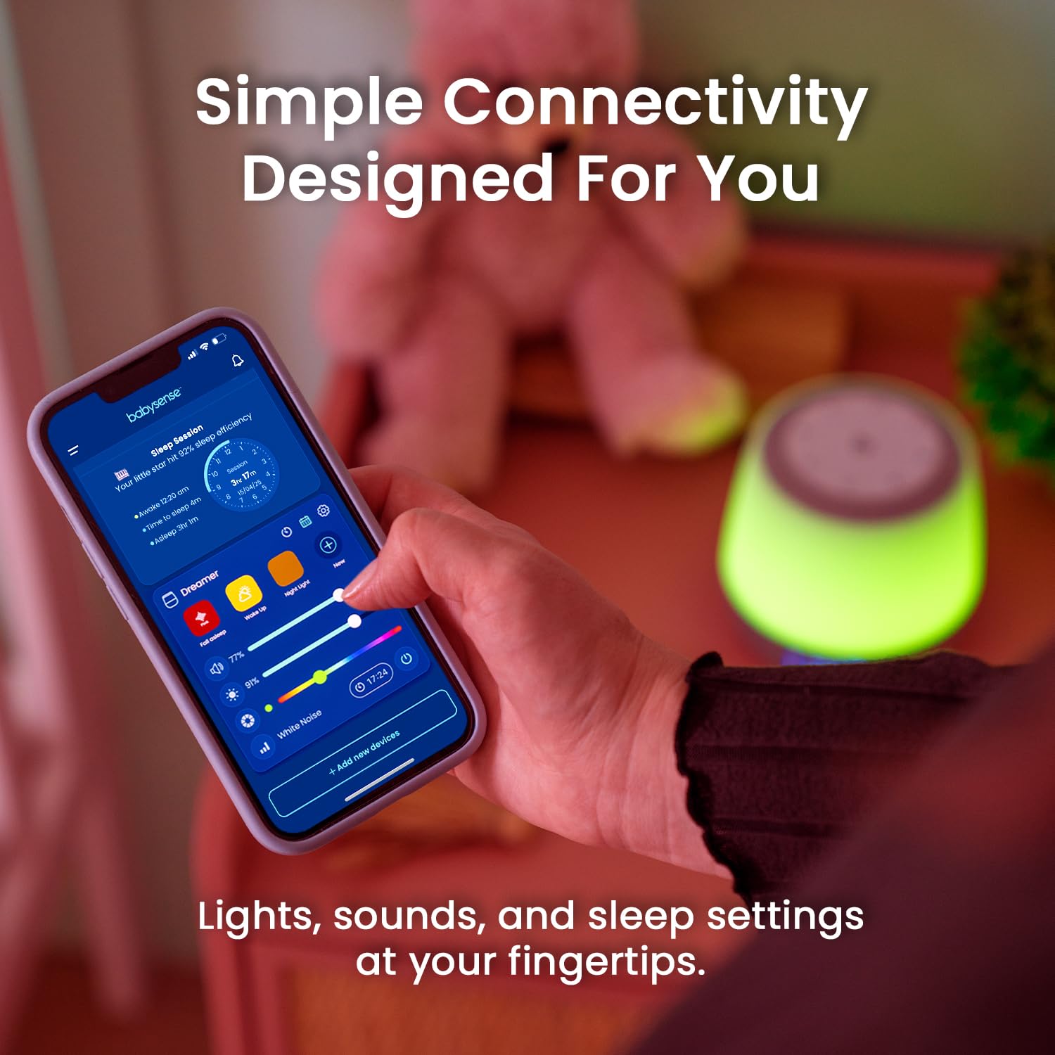 Babysense Baby Sound Machine with Night Light | 2nd Gen | 28 Soothing Sounds | Toddler Sleep Trainer | App-Controlled White Noise Machine…
