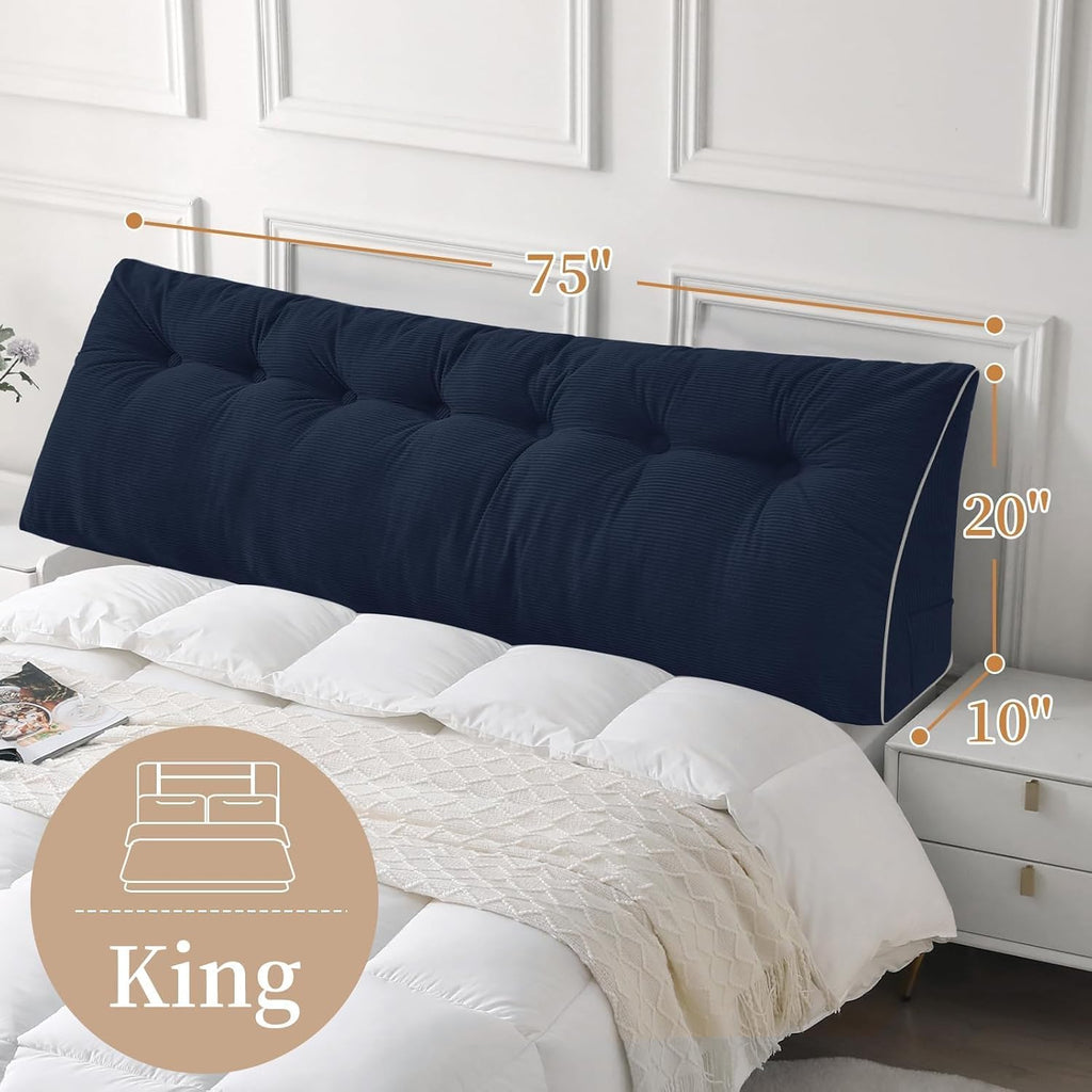 Sasttie Headboard Pillow King, Wedge Pillow Headboard for Sitting Up in Bed, Back-Rest Support Triangular Cushion for Reading - Features Re…