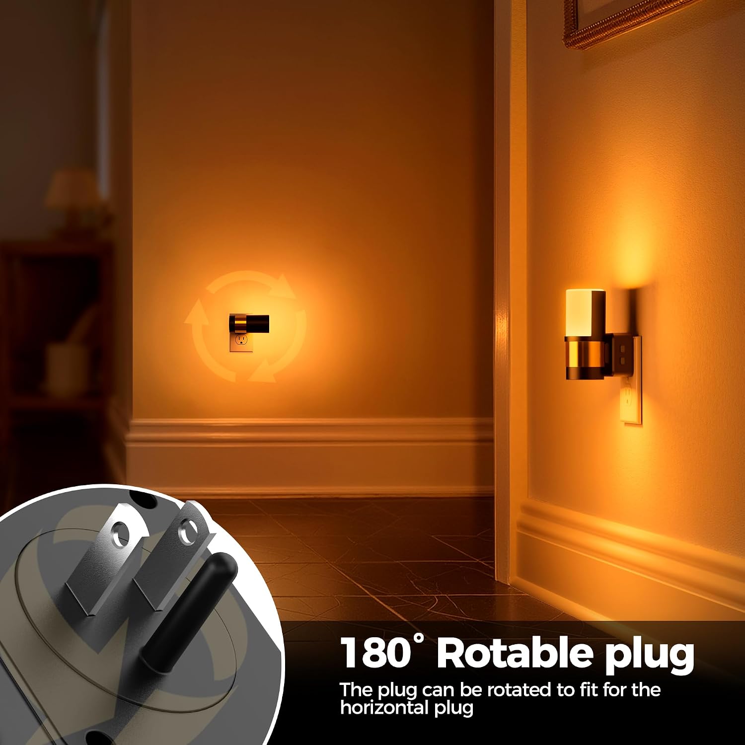 Briignite Night Lights Plug into Wall, 2 Pack Dimmable 3CCT Night Light for Kids, Amber/3000K/5000K Adjustable NightLights Plug in, 360°…