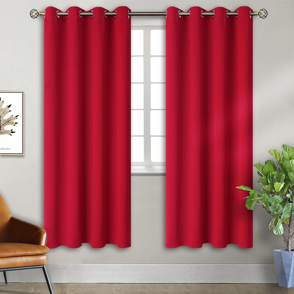 BGment Red Blackout Curtains 72 Inch Length 2 Panels Set, Grommet Thermal Insulated Room Darkening Curtains for Bedroom, Each 46 x 72 Inch…