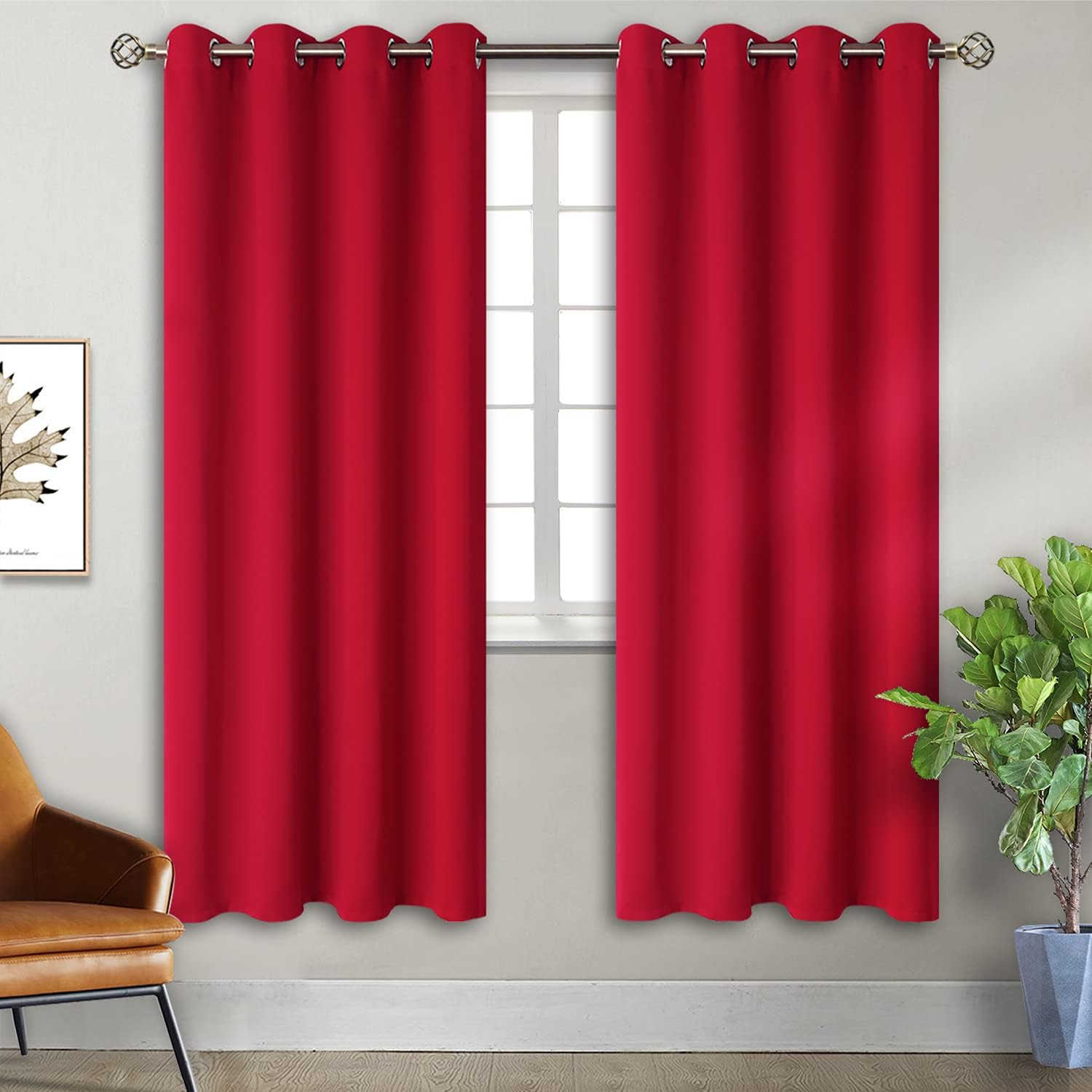 BGment Red Blackout Curtains 72 Inch Length 2 Panels Set, Grommet Thermal Insulated Room Darkening Curtains for Bedroom, Each 46 x 72 Inch…