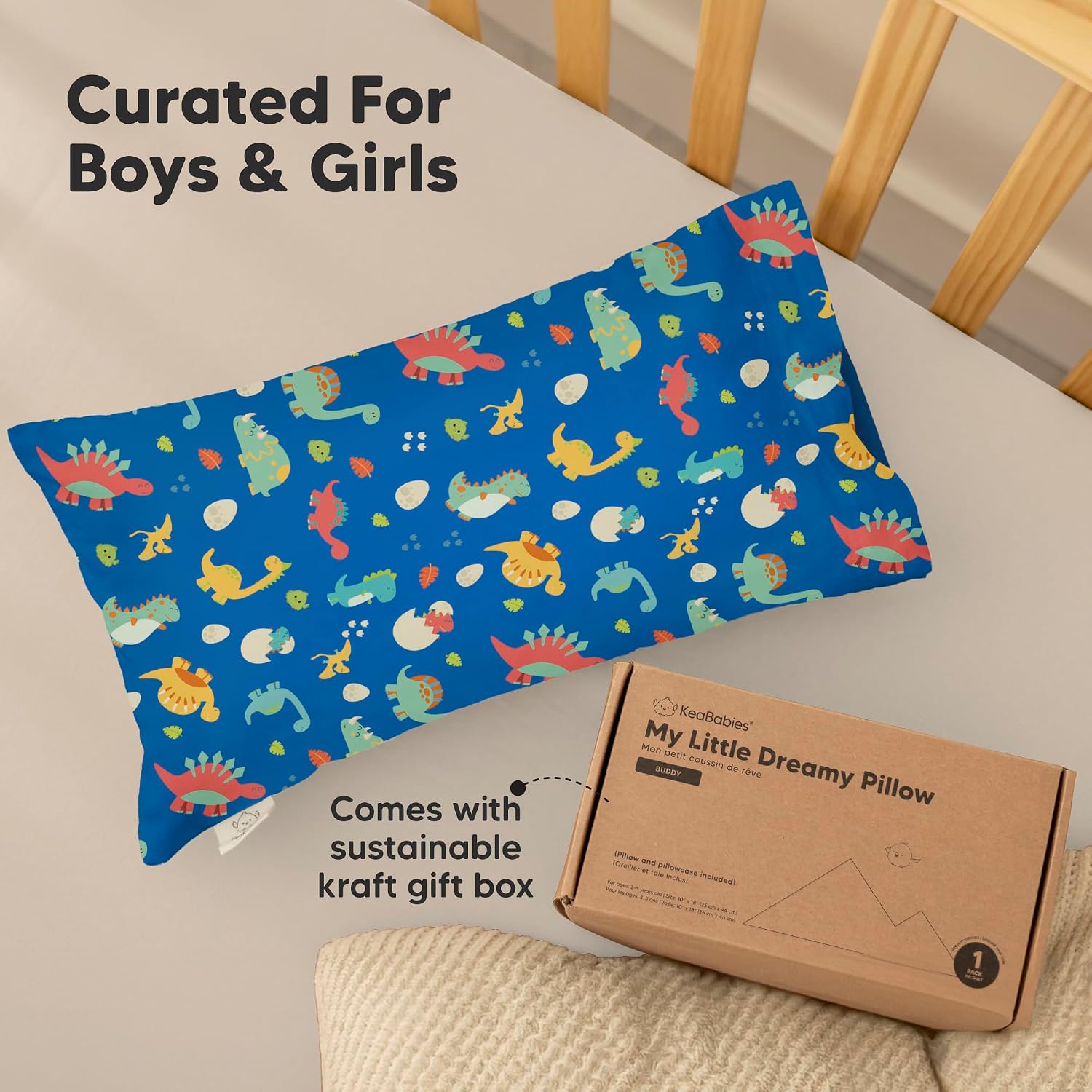 Toddler Pillow with Pillowcase - 10x18 My Little Dreamy Kids Travel Bed Pillows for Sleeping, Organic Cotton Small Pillowcase, Soft &…