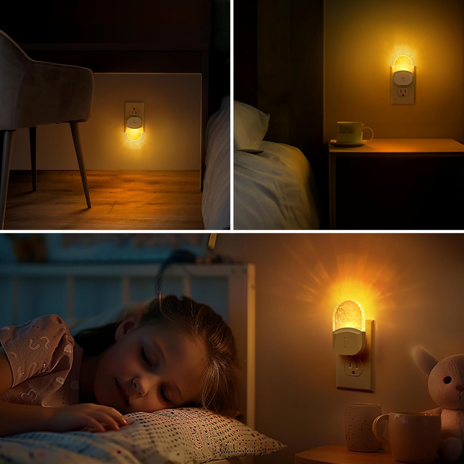 DORESshop Led Night Lights Plug into Wall, 4 Packs Amber Dimmable Dusk to Dawn Night Light for Bedroom, Kids Room, Bathroom