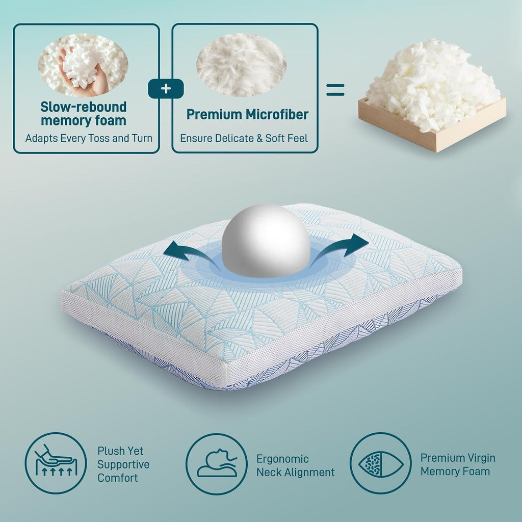 Sylvaris Shredded Memory Foam Cooling Soft Bamboo Viscose Pillow King Size, Adjustable Hypoallergenic Hotel Quality Bed Pillow for Side…
