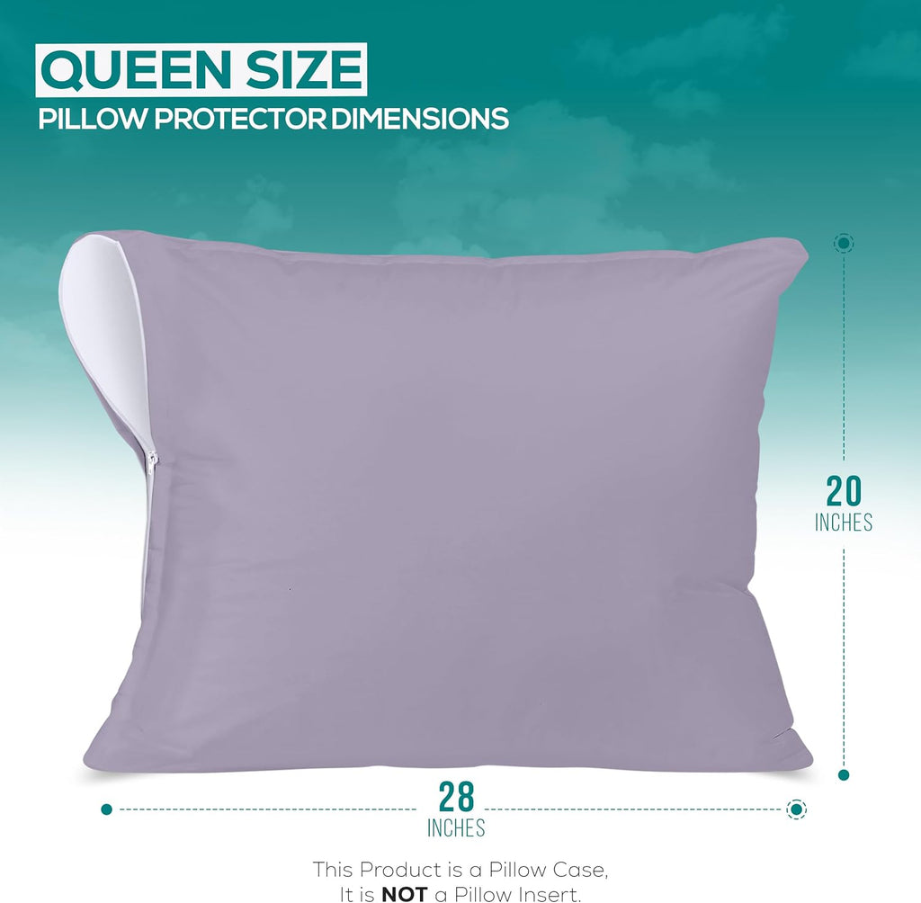 Utopiabedding Utopia Bedding 100% Waterproof Pillow Protectors with Zipper Queen Size (Set of 2), Bed Bug and Dust Mite Proof Zippered Pill…