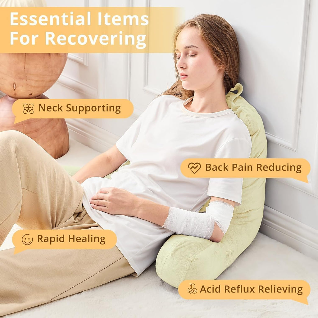 Sasttie Reading Pillow, Velvet Back Pillow for Bed Sitting Up, Adult Back-Rest Support Cushion with Arms for Sit Up on Couch, Sofa, and…